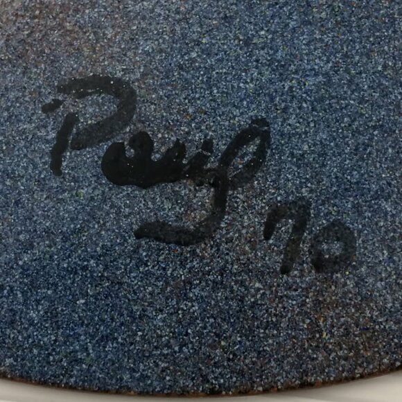 Vintage 1970 Enamel on Copper Handmade Signed Plate Dish Wall Art Landscape - Picture 7 of 10